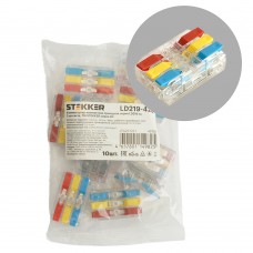 Клемма супер-компактная проходная серии 219 на 3 контакта STEKKER,LD219-423,  (DIY упак 10 шт) 49785 Клемма супер-компактная проходная серии 219 на 3 контакта STEKKER,LD219-423,  (DIY упак 10 шт) 49785