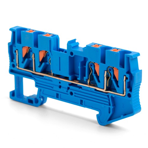 Зажим пружинный, 4-проводной проходной ЗНИ - 2,5 ,JXB PT 2,5 , синий LD574-2-25