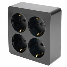 Розетка 4-местная с/з открытой установки, квадрат, STEKKER, 250В, 16А, IP20, серия София, черный матовый, MST16-14S-05 49510 Розетка 4-местная с/з открытой установки, квадрат, STEKKER, 250В, 16А, IP20, серия София, черный матовый, MST16-14S-05 49510