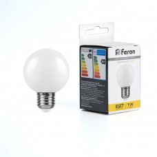 Лампа светодиодная Feron LB-37 Шарик матовый E27 1W 230V 2700K 25878 Лампа светодиодная Feron LB-37 Шарик матовый E27 1W 230V 2700K 25878