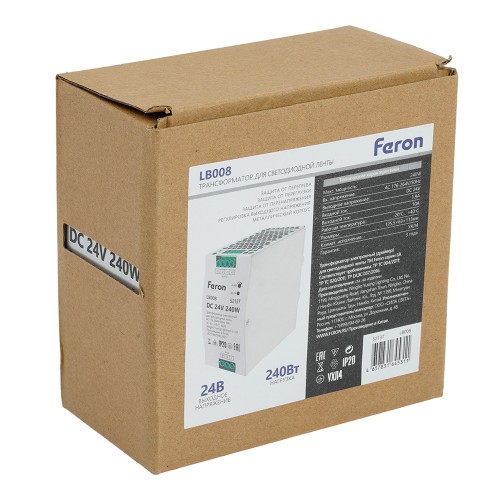 Трансформатор электронный для светодиодной ленты 48W 24V ( ультратонкий драйвер), LB001 FERON 52137 Трансформатор электронный для светодиодной ленты 48W 24V ( ультратонкий драйвер), LB001 FERON 52137