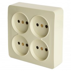 Розетка 4-местная б/з открытой установки, квадрат, STEKKER, 250В, 10А, IP20, серия София, слоновая кость, MST10-14S-04 49507 Розетка 4-местная б/з открытой установки, квадрат, STEKKER, 250В, 10А, IP20, серия София, слоновая кость, MST10-14S-04 49507