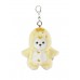 Авторская мягкая игрушка Lina Медведь белый в костюмчике Цыпленок брелок  XS (±15 см)