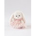 Авторская мягкая игрушка Lina Зайка белый цвет в платье с сердечками брелок XS (±15 см)