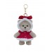 Авторская мягкая игрушка Lina Медведь молочный в Плаще с бантом брелок  XS (±15 см)