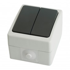 Выключатель 2-клавишный, STEKKER, PSW10-121-54, открытой установки, 250В, 10А, IP54, серый/графит 32753 Выключатель 2-клавишный, STEKKER, PSW10-121-54, открытой установки, 250В, 10А, IP54, серый/графит 32753