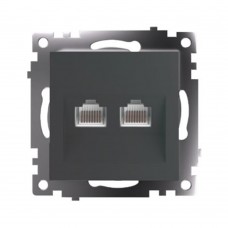 Розетка компьютерная 2-местная RJ-45 (механизм) STEKKER GLS00-7109-06 , серия Катрин, графит 50008 Розетка компьютерная 2-местная RJ-45 (механизм) STEKKER GLS00-7109-06 , серия Катрин, графит 50008