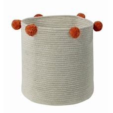 Корзина Lorena Canals с терракотовыми помпонами бежевая 30*30*30