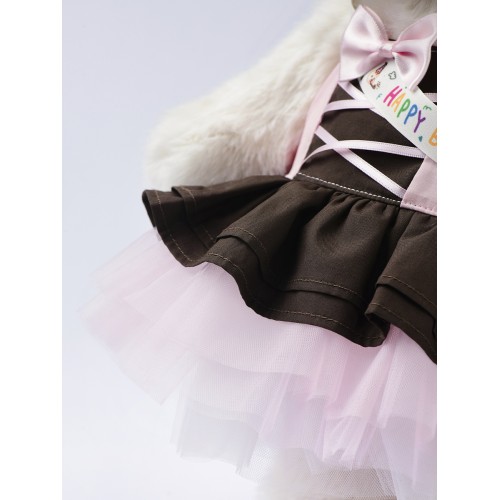 Lina Медведь девочка С днем рождения (длинная шерсть) L (±38 см) белый цвет Lina Медведь девочка С днем рождения (длинная шерсть) L (±38 см) белый цвет