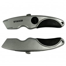 Нож строительно-монтажный с трапециевидным лезвием, 19 мм, 2 лезвия в рукоятке KMU-12-T STEKKER 50199 Нож строительно-монтажный с трапециевидным лезвием, 19 мм, 2 лезвия в рукоятке KMU-12-T STEKKER 50199