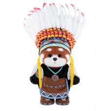 Авторская мягкая игрушка Lina Красная панда Вождь длинношёрстная M (±30 см) крас-кор цвет в одежде вождя