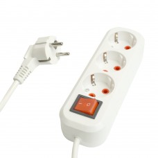 Удлинитель трехместный с/з  с выключ. STEKKER HM07-31-10 3x1мм2, 10м, серия Home (У16А-002), белый 49357 Удлинитель трехместный с/з  с выключ. STEKKER HM07-31-10 3x1мм2, 10м, серия Home (У16А-002), белый 49357