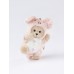 Авторская мягкая игрушка Lina Медведь молочный в костюмчике Хрюшка брелок  XS (±15 см)