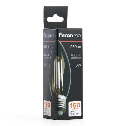 Лампа светодиодная FeronPRO LB-1206 Свеча E27 960LM 6W 175-265V 2700K