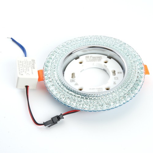 Светильник встраиваемый с белой LED подсветкой Feron CD4020 потолочный GX53 без лампы прозрачный