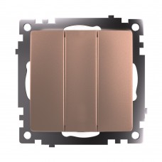 Выключатель 3-клавишный (механизм), STEKKER GLS10-7108-02, 250V, 10А, серия Катрин, шампань 49174 Выключатель 3-клавишный (механизм), STEKKER GLS10-7108-02, 250V, 10А, серия Катрин, шампань 49174