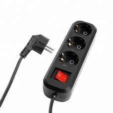 Удлинитель трехместный с/з с выключателем STEKKER HM03-31-02 3x0,75, 2м, серия Home (У10А-002), черный 50421 Удлинитель трехместный с/з с выключателем STEKKER HM03-31-02 3x0,75, 2м, серия Home (У10А-002), черный 50421