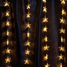 Светодиодная гирлянда Feron CL25 занавес Звездочки  2*1м  + 3м 2700K с контроллером, c питанием от сети 230V, прозрачный шнур 48607 Светодиодная гирлянда Feron CL25 занавес Звездочки  2*1м  + 3м 2700K с контроллером, c питанием от сети 230V, прозрачный шнур 48607