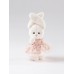 Авторская мягкая игрушка Lina Зайка белый цвет в платье с сердечками брелок XS (±15 см)