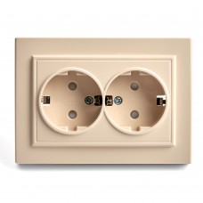 Розетка 2-местная с/з, STEKKER, PST16-9014-02, 250В, 16А с защитной шторкой, серия Эрна, слоновая кость 39240 Розетка 2-местная с/з, STEKKER, PST16-9014-02, 250В, 16А с защитной шторкой, серия Эрна, слоновая кость 39240