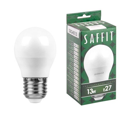 Лампа светодиодная SAFFIT SBG4513 Шарик E27 13W 230V 6400K