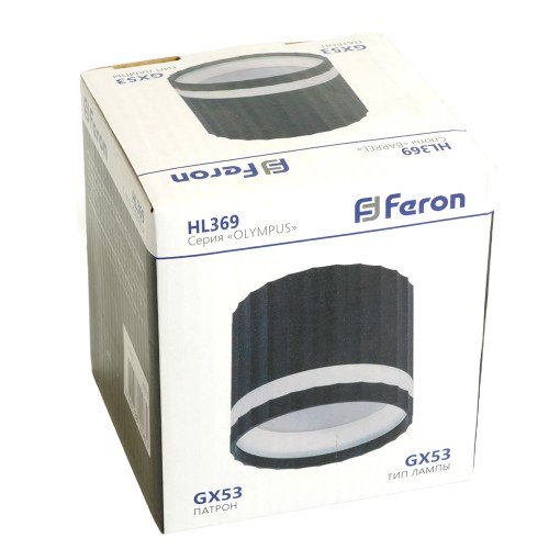 Светильник потолочный Feron HL369  Barrel OLYMPUS 12W, 230V, GX53, черный