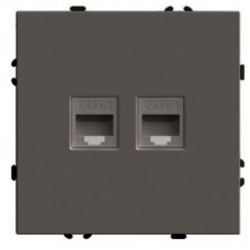 Розетка компьютерная 2-местная RJ-45 (механизм), STEKKER, серия Эмили, RST00-5111-09, антрацит, soft touch 49926 Розетка компьютерная 2-местная RJ-45 (механизм), STEKKER, серия Эмили, RST00-5111-09, антрацит, soft touch 49926