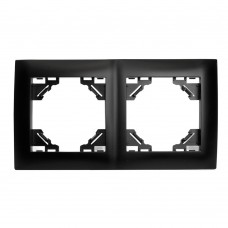 Рамка 2-местная, горизонтальная, STEKKER, PFR00-9012-03, серия Эрна Элегант, черный 49662 Рамка 2-местная, горизонтальная, STEKKER, PFR00-9012-03, серия Эрна Элегант, черный 49662