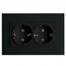 Розетка 2-местная c/з STEKKER, PST16-9011-03, с защитной шторкой, 250В, 16А, серия Эрна, черный 39482 Розетка 2-местная c/з STEKKER, PST16-9011-03, с защитной шторкой, 250В, 16А, серия Эрна, черный 39482