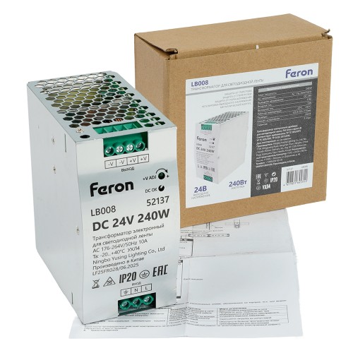 Трансформатор электронный для светодиодной ленты 48W 24V ( ультратонкий драйвер), LB001 FERON 52137 Трансформатор электронный для светодиодной ленты 48W 24V ( ультратонкий драйвер), LB001 FERON 52137