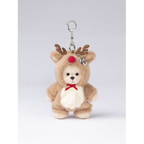 Авторская мягкая игрушка Lina Медведь молочный в костюмчике Олень брелок XS (±15 см) Авторская мягкая игрушка Lina Медведь молочный в костюмчике Олень брелок XS (±15 см)