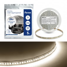 Светодиодная LED лента Feron LS502, 180SMD(2835)/м 16Вт/м 24V 5000*10*1.22мм 4000К IP20 41528 Светодиодная LED лента Feron LS502, 180SMD(2835)/м 16Вт/м 24V 5000*10*1.22мм 4000К IP20 41528
