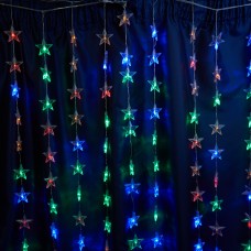 Светодиодная гирлянда Feron CL25 занавес Звездочки 2*1м  + 3м мультиколор с контроллером, статичная, c питанием от сети 230V, прозрачный шнур 48609 Светодиодная гирлянда Feron CL25 занавес Звездочки 2*1м  + 3м мультиколор с контроллером, статичная, c питанием от сети 230V, прозрачный шнур 48609