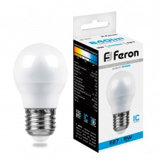 Лампа светодиодная Feron LB-550 Шарик E27 9W 175-265V 6400K 25806 Лампа светодиодная Feron LB-550 Шарик E27 9W 175-265V 6400K 25806