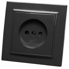 Розетка 1-местная б/з STEKKER, PST10-9009-03, 250В, 16А, серия Эрна, черный 39477 Розетка 1-местная б/з STEKKER, PST10-9009-03, 250В, 16А, серия Эрна, черный 39477