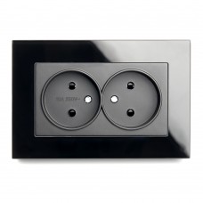 Розетка 2-местная б/з STEKKER  GLS10-7013-05, 250В, 10А с защитной шторкой, серия Катрин, черный 39515 Розетка 2-местная б/з STEKKER  GLS10-7013-05, 250В, 10А с защитной шторкой, серия Катрин, черный 39515
