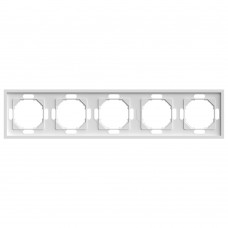 Рамка STEKKER, PFR00-5005-01 5-местная, серия Эмили, белый фарфор, soft touch 49888 Рамка STEKKER, PFR00-5005-01 5-местная, серия Эмили, белый фарфор, soft touch 49888