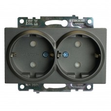 Розетка 2-местная с защитной шторкой (механизм) с/з, 250В, 16А, серия Катрин, графит, GLS16-7114-06 STEKKER 49425 Розетка 2-местная с защитной шторкой (механизм) с/з, 250В, 16А, серия Катрин, графит, GLS16-7114-06 STEKKER 49425