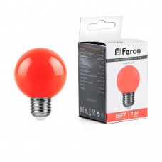 Лампа светодиодная Feron LB-37 Шарик E27 1W 230V Красный 25116 Лампа светодиодная Feron LB-37 Шарик E27 1W 230V Красный 25116