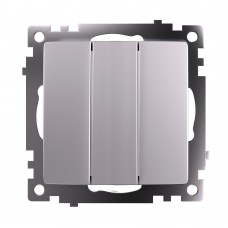 Выключатель 3-клавишный (механизм), STEKKER GLS10-7108-03, 250V, 10А, серия Катрин, серебро 49173 Выключатель 3-клавишный (механизм), STEKKER GLS10-7108-03, 250V, 10А, серия Катрин, серебро 49173