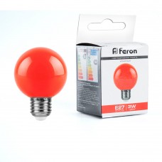 Лампа светодиодная Feron LB-371 Шар E27 3W 230V красный 25905 Лампа светодиодная Feron LB-371 Шар E27 3W 230V красный 25905