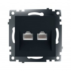 Розетка компьютерная 2-местная RJ-45 (механизм) ,STEKKER ,GLS00-7109-05, серия Катрин, черный 50007 Розетка компьютерная 2-местная RJ-45 (механизм) ,STEKKER ,GLS00-7109-05, серия Катрин, черный 50007