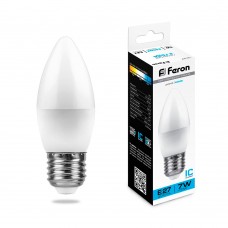 Лампа светодиодная Feron LB-97 Свеча E27 7W 175-265V 6400K 25883 Лампа светодиодная Feron LB-97 Свеча E27 7W 175-265V 6400K 25883