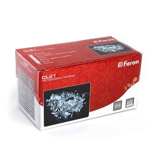 Светодиодная гирлянда Feron CL21 занавес 3*2м  + 3м 230V 2700К , c питанием от сети, эффектом стробов, прозрачный шнур