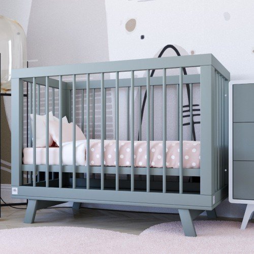 Кроватка для новорожденного Lilla (приставная) - модель Aria серая + Матрас DreamTex 120х60 см