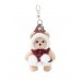 Авторская мягкая игрушка Lina Медведь молочный в Плаще с помпонами брелок  XS (±15 см)