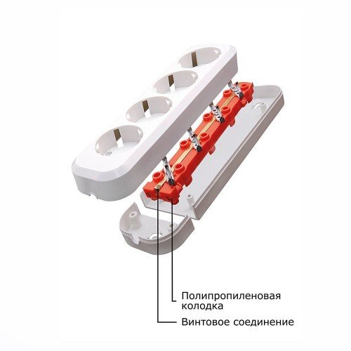 Розетка переносная разборная 3-местная б/з, STEKKER, PST10-300-20, 250В, 10A, IP20，белый