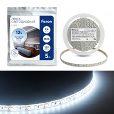 Светодиодная LED лента Feron LS612, 120SMD(2835)/m 9.6W/m 12V 5m 6500К 27729 Светодиодная LED лента Feron LS612, 120SMD(2835)/m 9.6W/m 12V 5m 6500К 27729