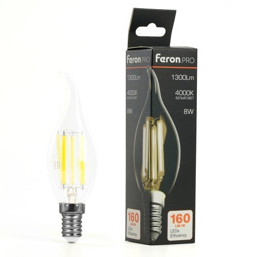 Лампа светодиодная FeronPRO LB-1218 Свеча на ветру E14 1300LM 8W 175-265V 4000K