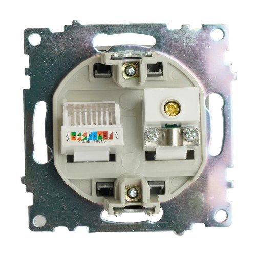 Розетка TV + компьютерная RJ-45 (механизм), серия Катрин, графит, GLS00-7106-06